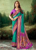 Paithani Silk Teal Festival Wear Weaving Saree